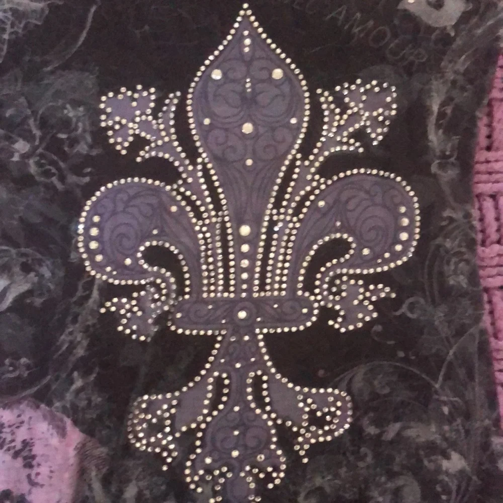 G by Guess slightly sheer T shirt with rhinestones - Picture 4 of 5